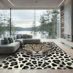 Majestic Leopard Close-up Cream Black Rug