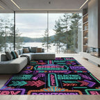 Neon Electric Energy Arrow Grid Rug