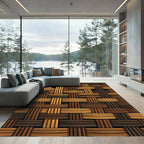 Woven Brown Beige Texture Rectangle Rug
