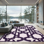 Dark Purple Interlocking Geometric Lattice Rug