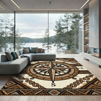 Tribal Earthy Compass Navigation Compass Rug