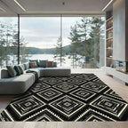 Monochromatic Geometric Diamond Boho Art Rug
