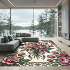 Romantic Blush Pink Rose Bouquet Rug