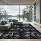 Monochrome Interwoven Diamond Geometric Rug