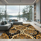 Golden Leopard Spots And Faces Rug