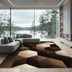 Brown Geometric Hexagon Illusion Rug