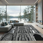 Monochromatic Arch Keyhole Medallion Rug