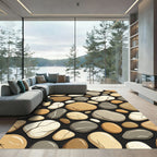 Neutral Earthy Tones Abstract River Stones Rug