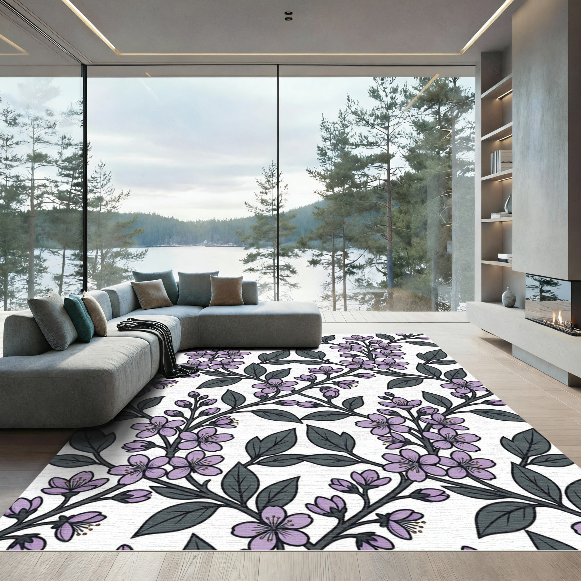 Lilac Blossom Branch Repeat Rug