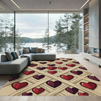 Crimson Burgundy Heart Lattice Rug