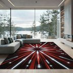 Radiant Red Burst Starburst Rug