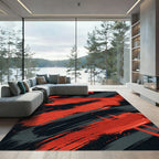 Bold Red Abstract Brush Stroke Rug