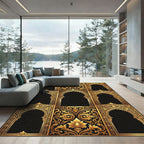Ornate Golden Arabesque Archway Frame Rug