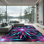 Neon Crystal Burst Radiant Geometric Rug