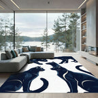 Elegant Black Cats Silhouette Art Rug