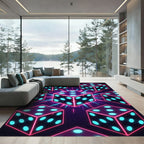 Neon Cube Glow Geometric Dice Art Rug