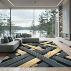 Gray Flax Interwoven Lattice Rug