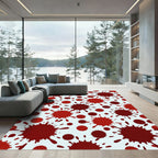 Crimson Splatter Abstract Collage Rug