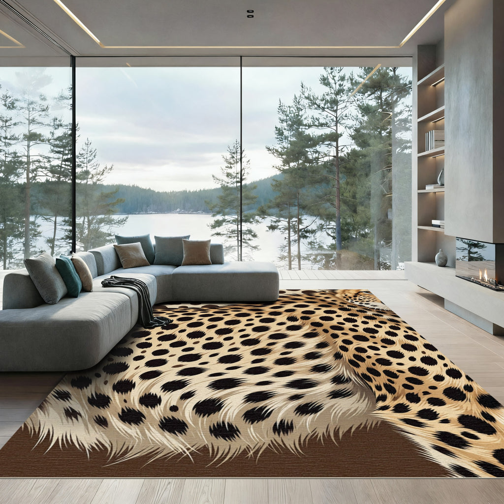 Golden Cheetah Spoke Dot Rug