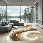 Sophisticated Earthy Tone Abstract Swirl Rug