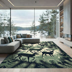 Forest Wildlife Stag Sage Green Meadow Rug