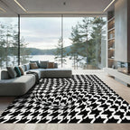 Monochrome Optical Illusion Houndstooth Swirl Rug