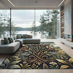 Earthy Floral Botanical Symmetry Art Rug