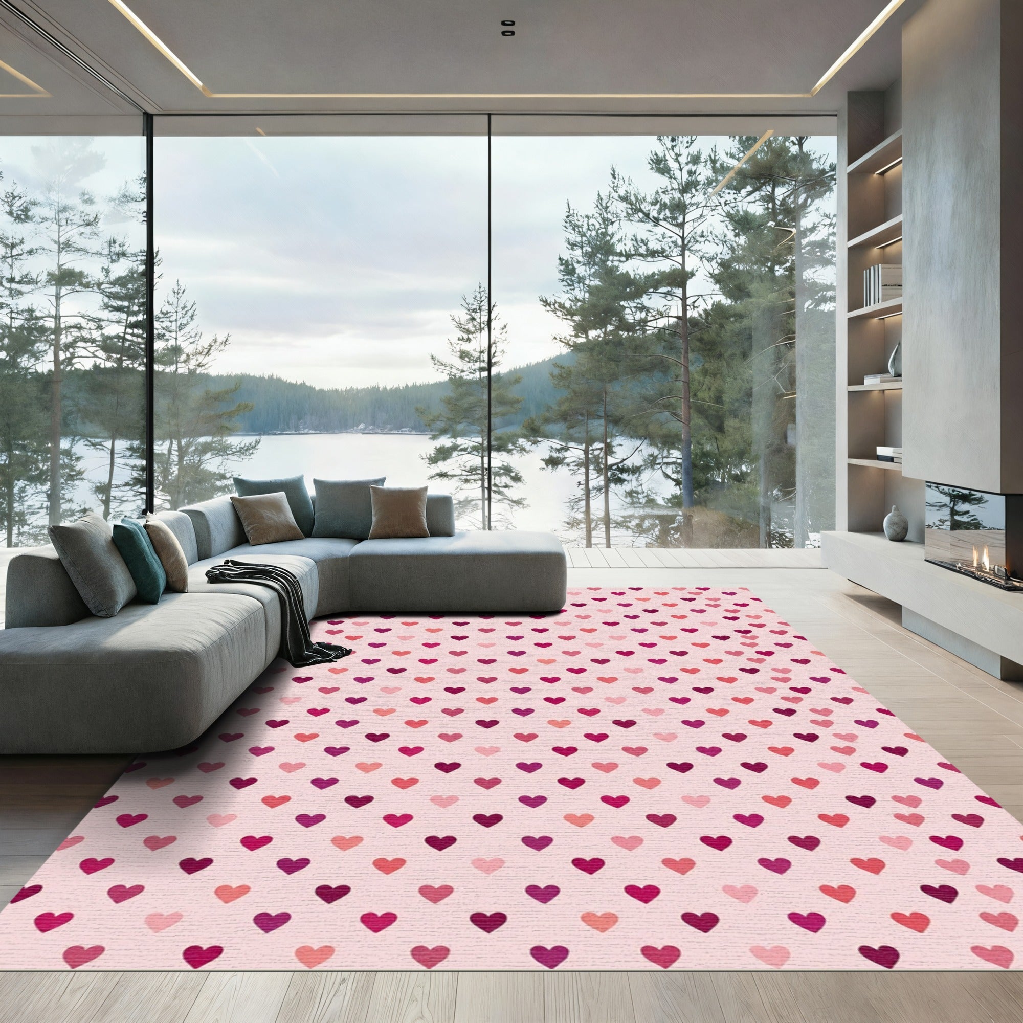 Pink Valentine Heart Scatter Rug