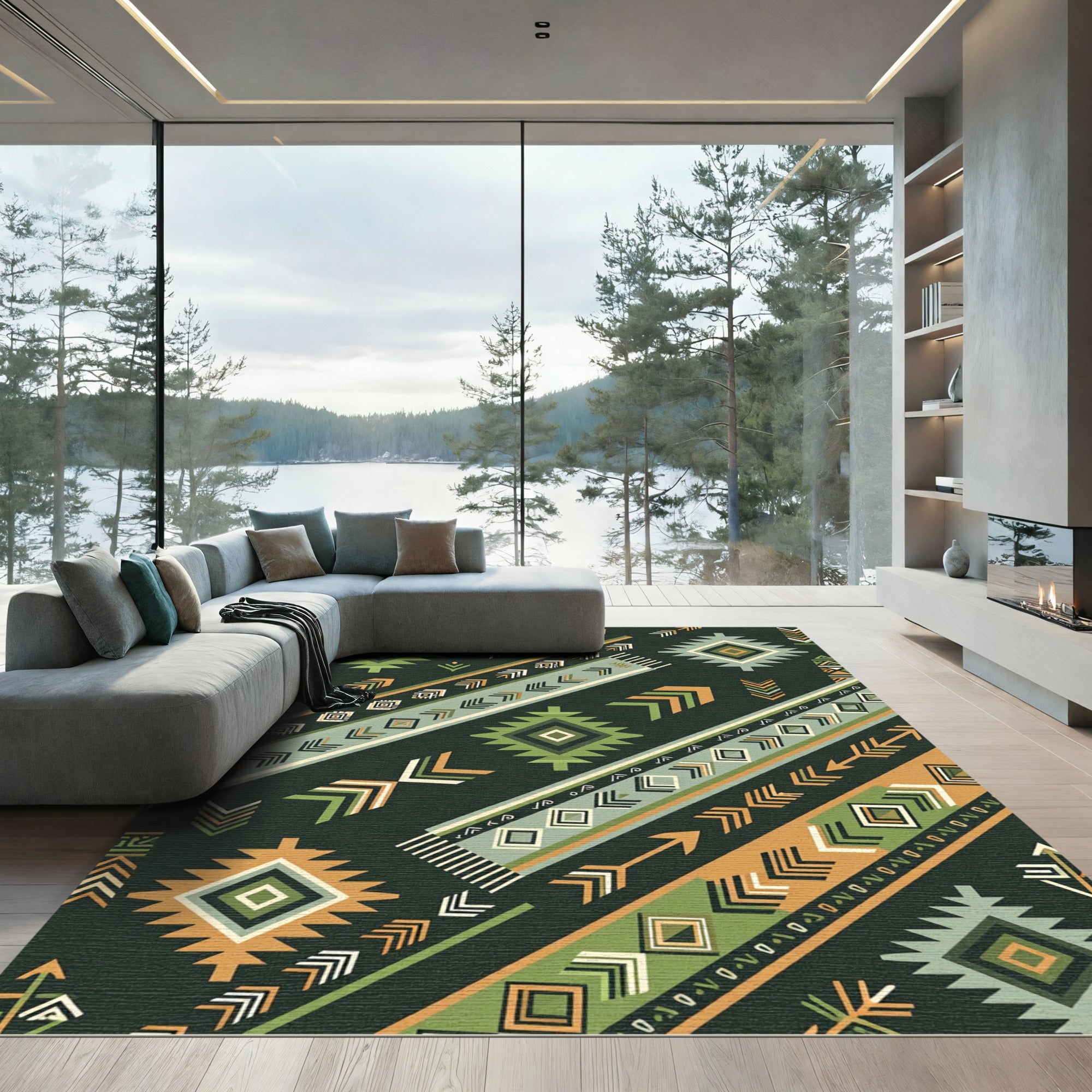 Rustic Arrows Diamond Medallion Design Rug