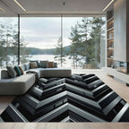 Monochromatic Geometric Chevron Weave Rug