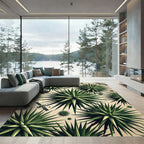 Emerald Starburst and Satellite Geometric Art Rug