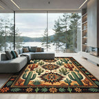 Terracotta Southwestern Cactus Star Medallion Rug