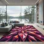 Radiant Pink Geometric Crystal Star Rug