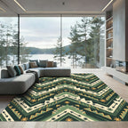 Green Earthy Geometric Chevron Rug