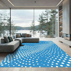 Bright Blue White Dot Wave Rug