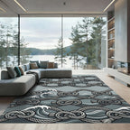 Gray Nautical Knot Wave Rug