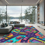 Vibrant Colorful Busy City Street Map Rug