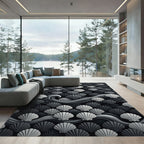 Monochromatic Seashell Wave Pattern Rug