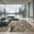 Ornate Gold Laurel Fan Garland Rug
