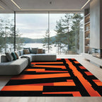 Bold Abstract Burnt Orange Geometric Stripe Rug