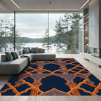 Ornate Azure Golden Archway Tapestry Rug