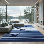 Navy Blue Seagull Flock Flying Rug