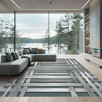 Silver Wood Grain Weave Texture Rug