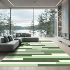 Modern Linear Sage Olive Abstract Rug