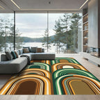 Retro Earthy Arched Geometric Art Rug