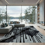 Dripping Ink Splatter Abstract Rug