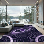 Celestial Violet Ringed Planet Orbit Rug