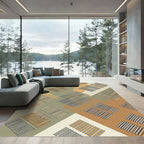 Earthy Hues Rectangular Grid Layout Rug