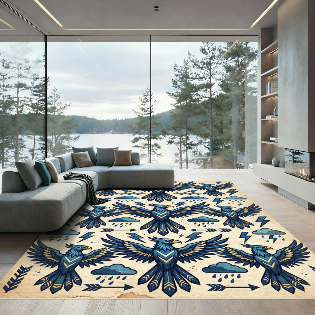 Bold Sapphire Eagle Storm Clouds Rug