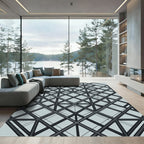 Industrial Steel Grey Geometric Lattice Rug